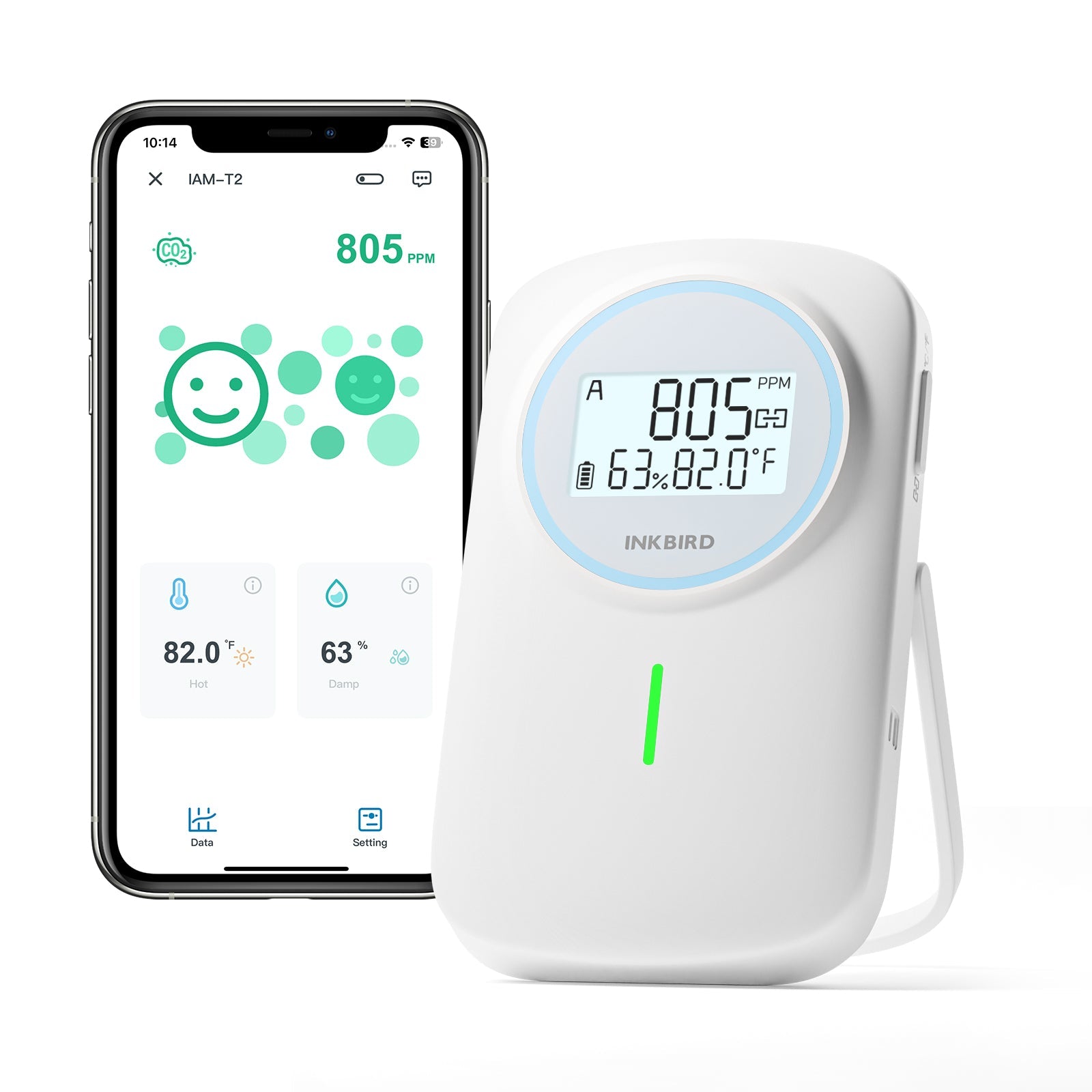 Bluetooth 3-in-1 Innenraumluftqualitätsmonitor IAM-T2