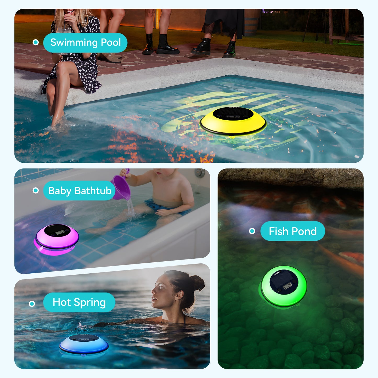 Solar Pool Thermometer IBS-P05R with Ambient Light