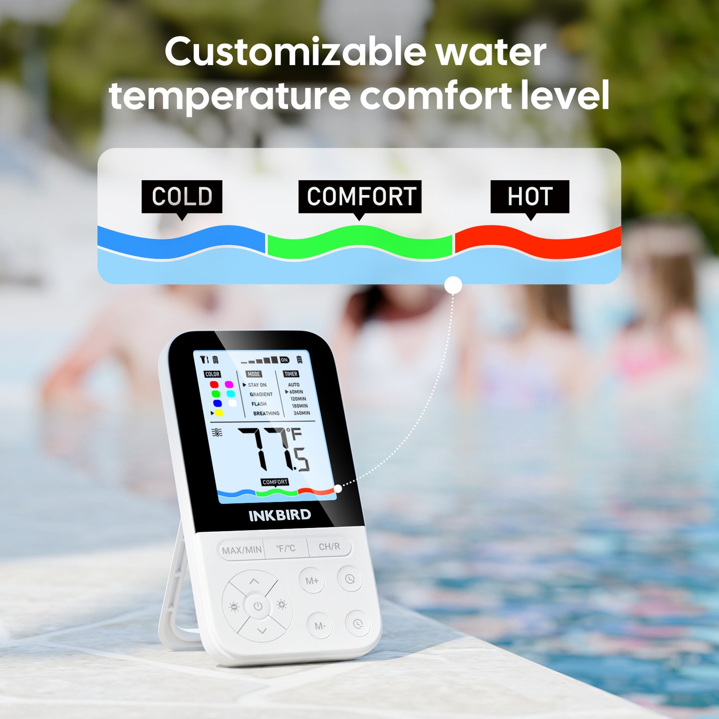 Solar Pool Thermometer IBS-P05R with Ambient Light