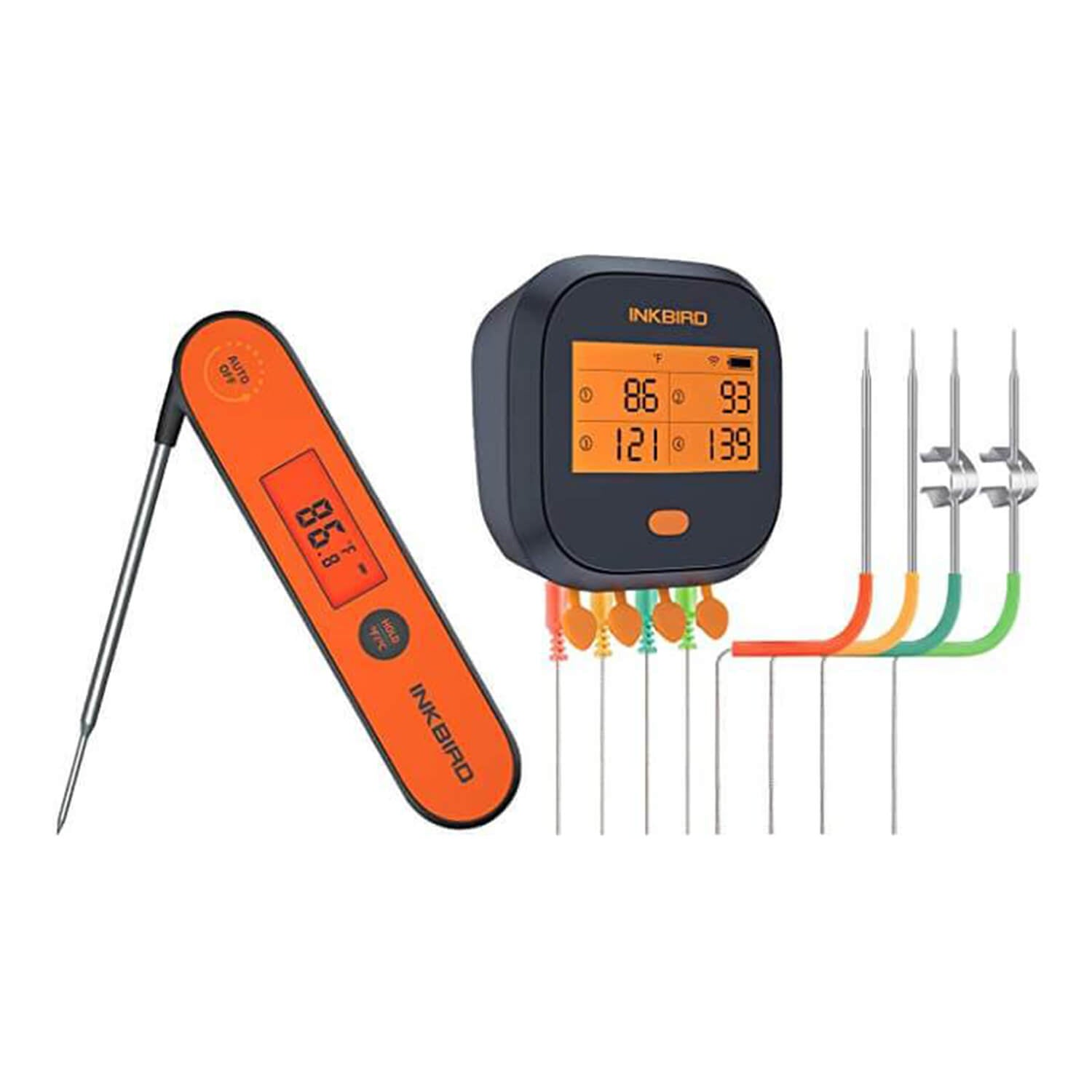 Termómetro de parrilla WiFi IBBQ-4T con 4 sondas para carne y termómetro de lectura instantánea impermeable IHT-1P