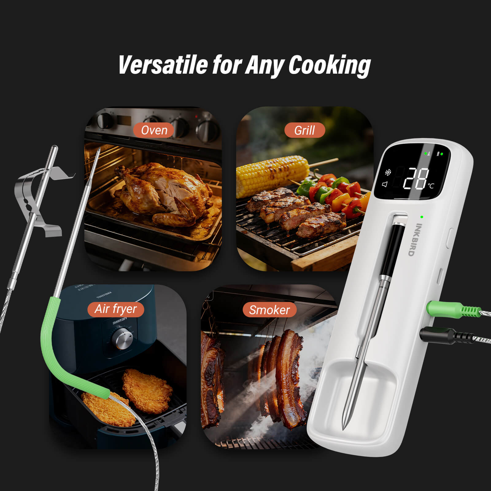 Wireless & Wired Dual-Use Meat Thermometer INDT-33-B