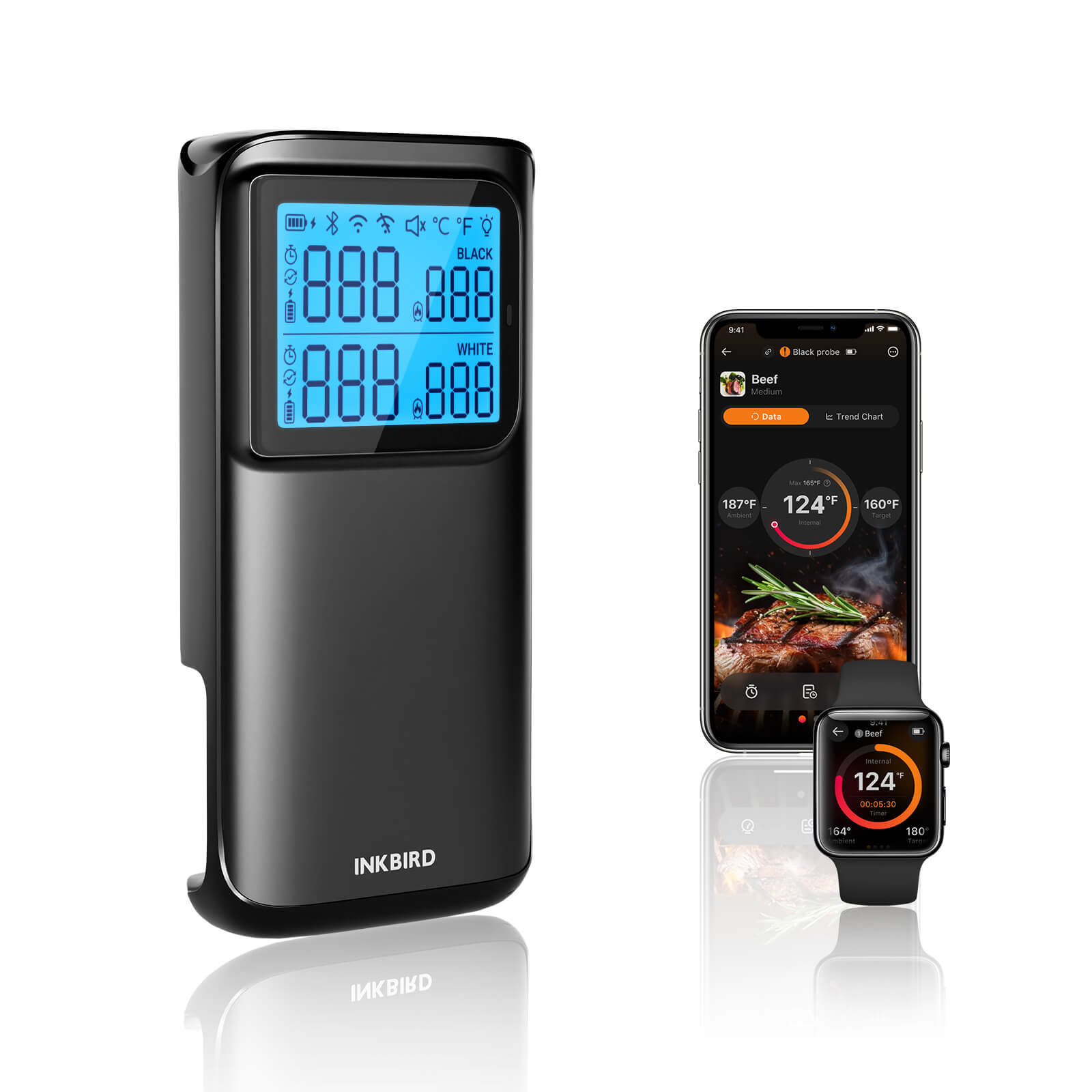 INKBIRD INT-12E-BW with Phone and Watch