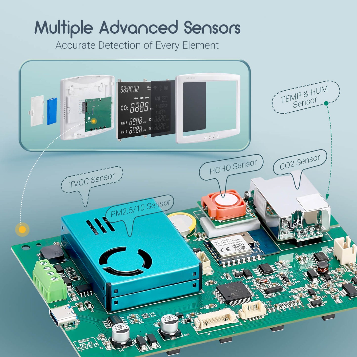 WLAN 8-in-1-Luftqualitätsmonitor IAQM-128W