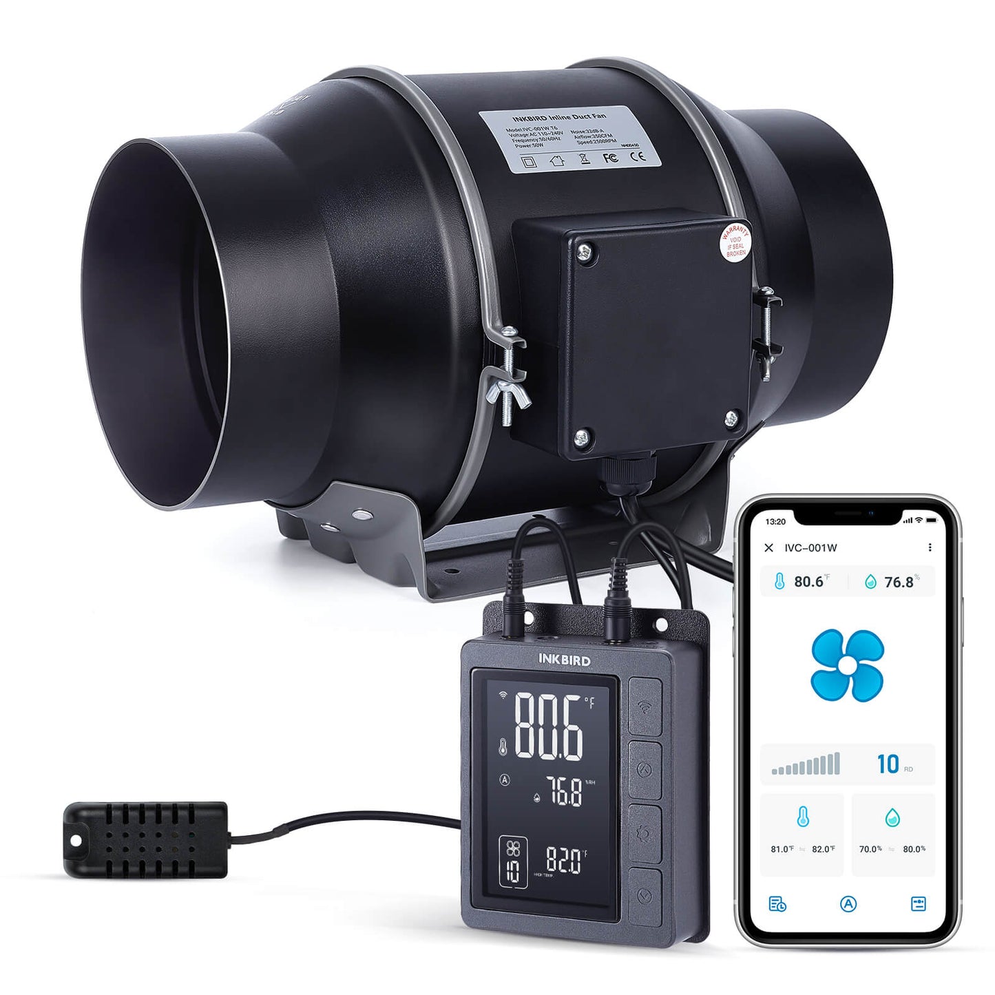 IVC-001W Inline-Kanalventilator mit Smart Controller