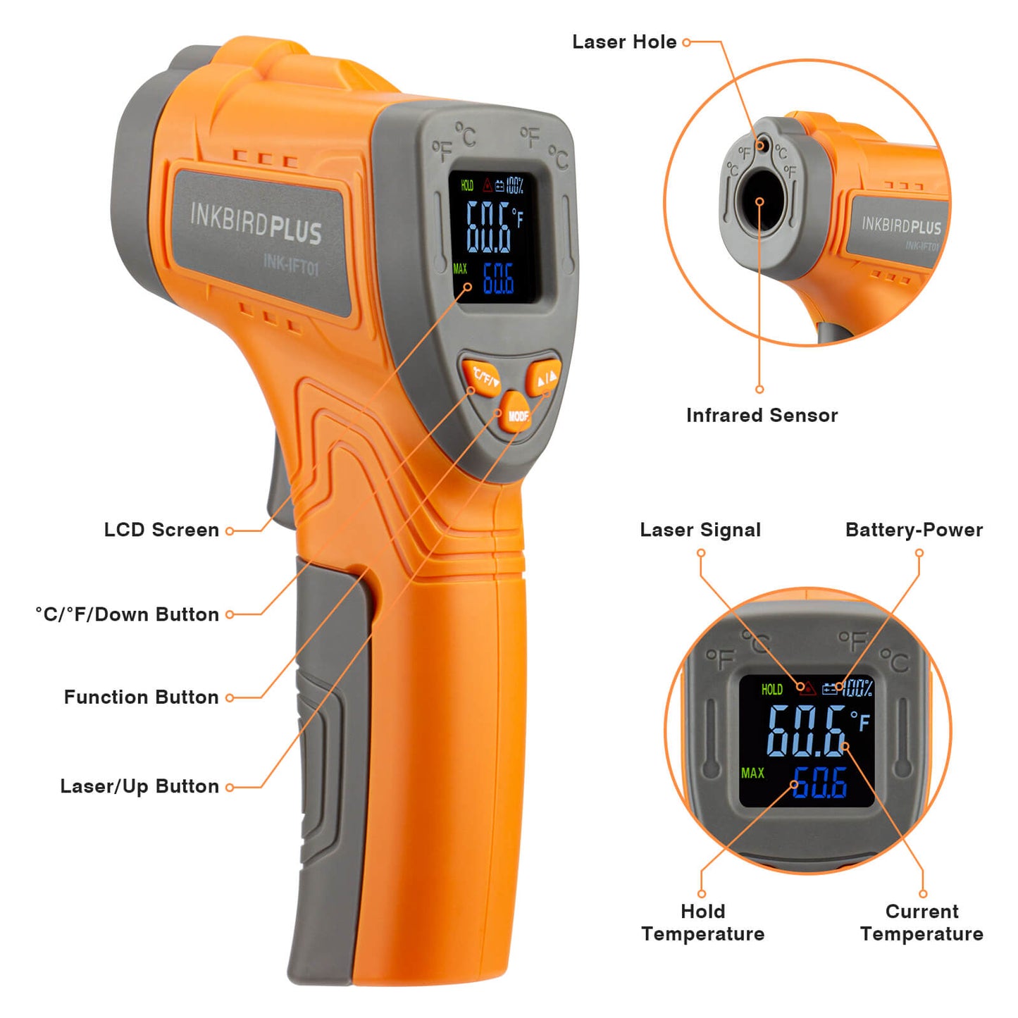 Digital Temperature Gun for Industrial&Kitchen INK-IFT01
