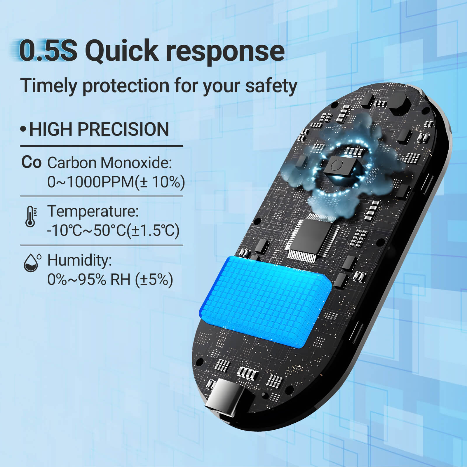 3-in-1 Portable CO Detector PTH-26D