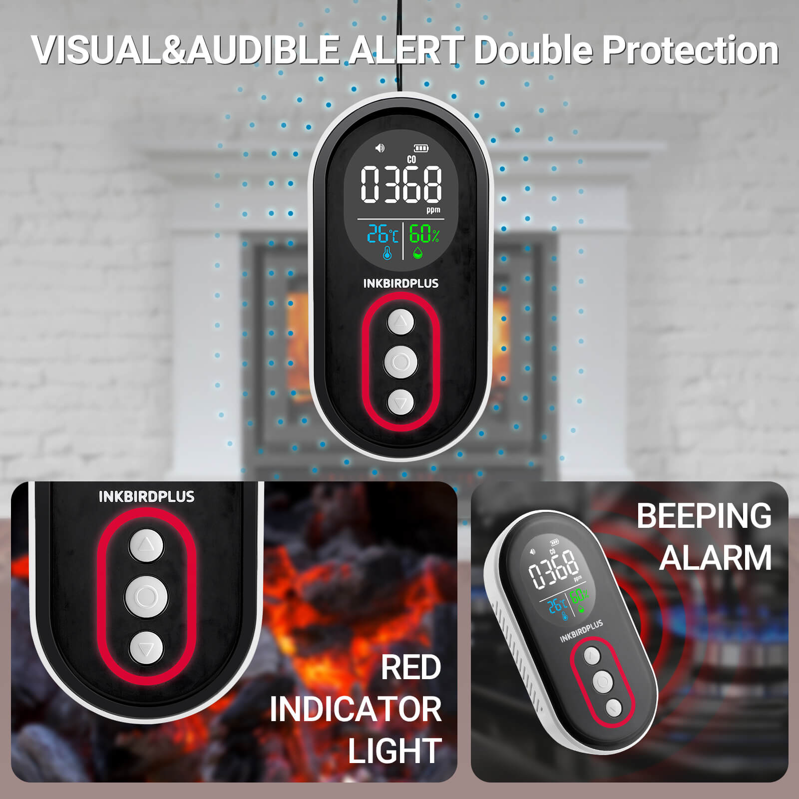 3-in-1 Portable CO Detector PTH-26D