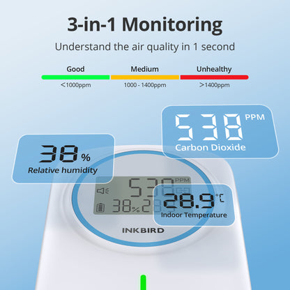 Bluetooth 3-in-1 Indoor Air Quality Monitor IAM-T2