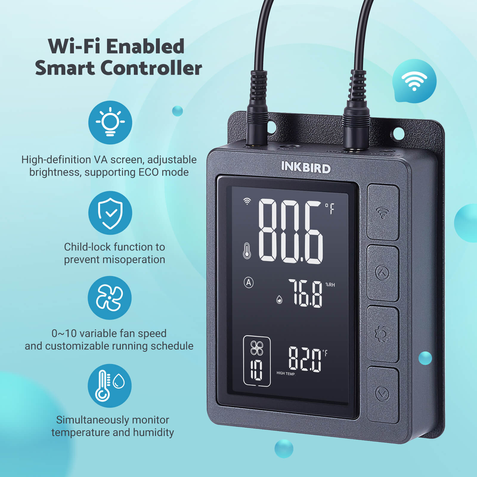 6" Smart Inline Duct Fan with Temperature Humidity Controller IVC - 001W - INKBIRD