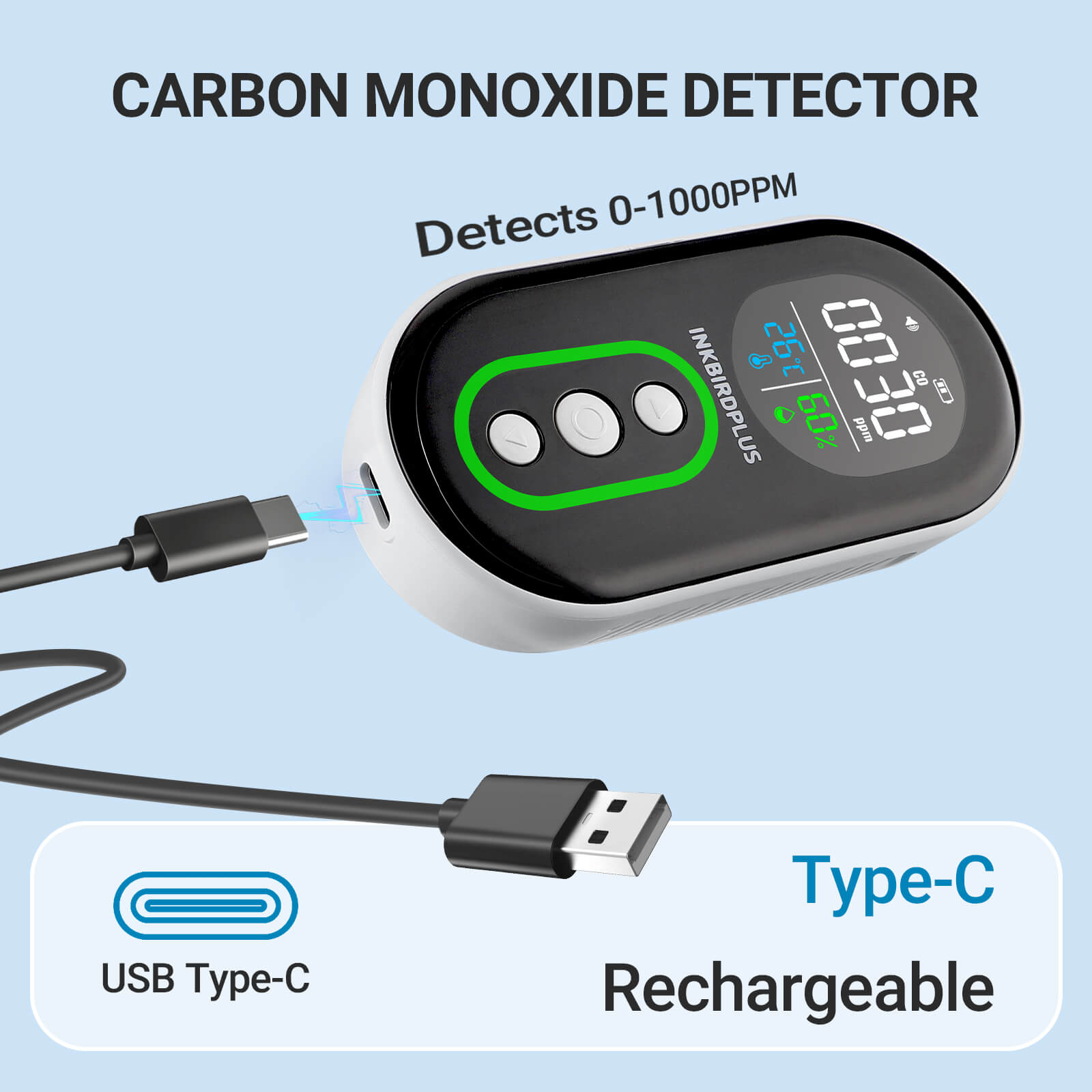 3-in-1 Portable CO Detector PTH-26D