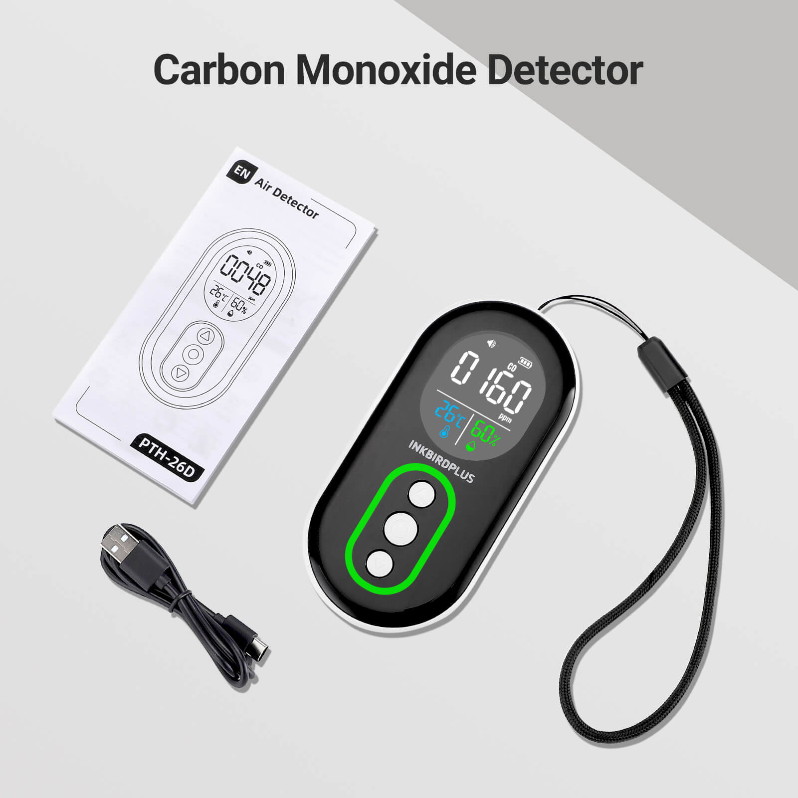 3-in-1 Portable CO Detector PTH-26D