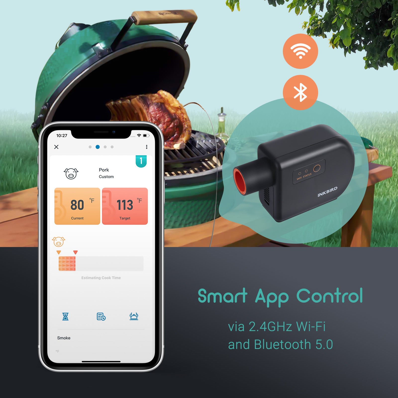 INKBIRD ISC-027BW Wi-Fi Bluetooth BBQ Automatic Smoker Fan