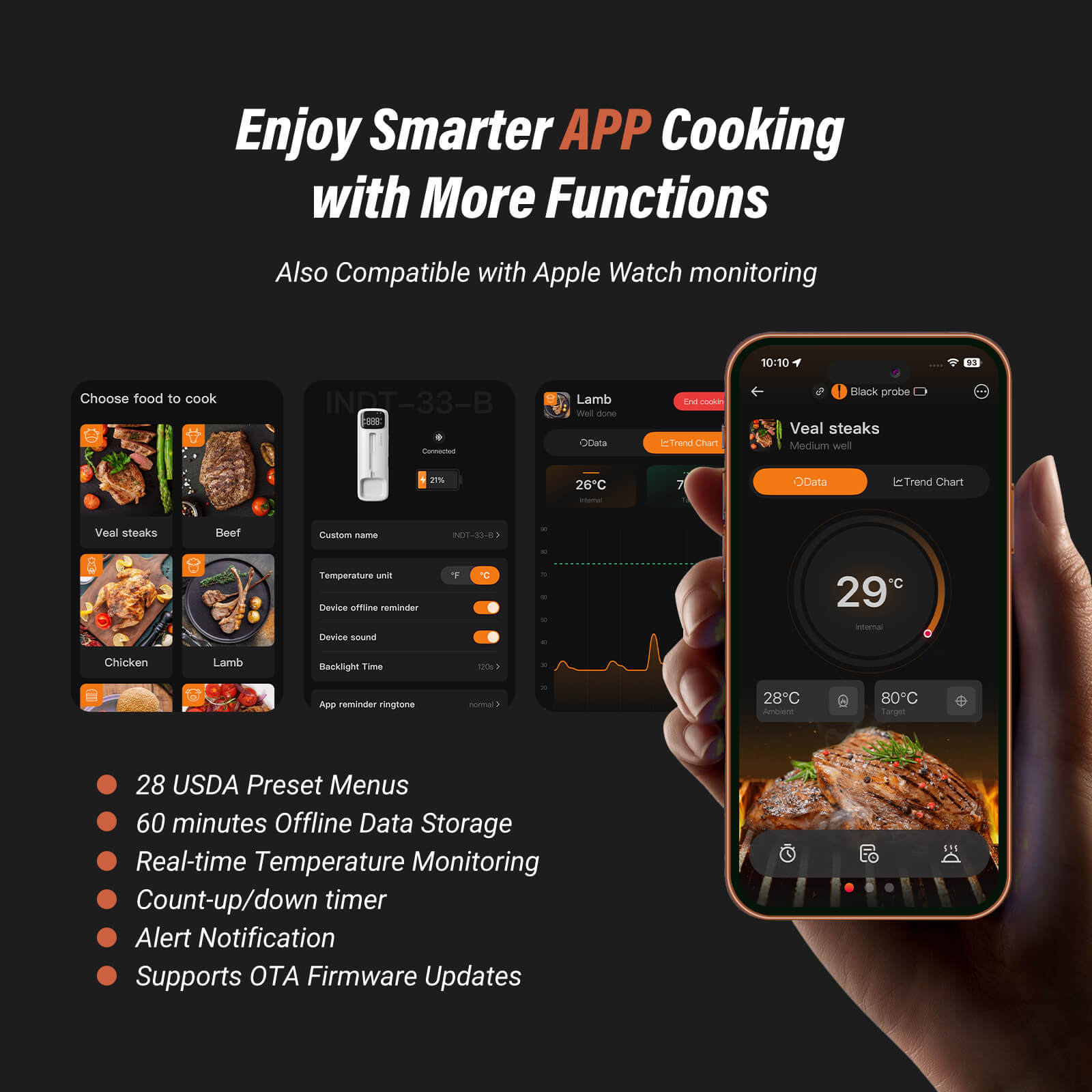 Wireless & Wired Dual-Use Meat Thermometer INDT-33-B