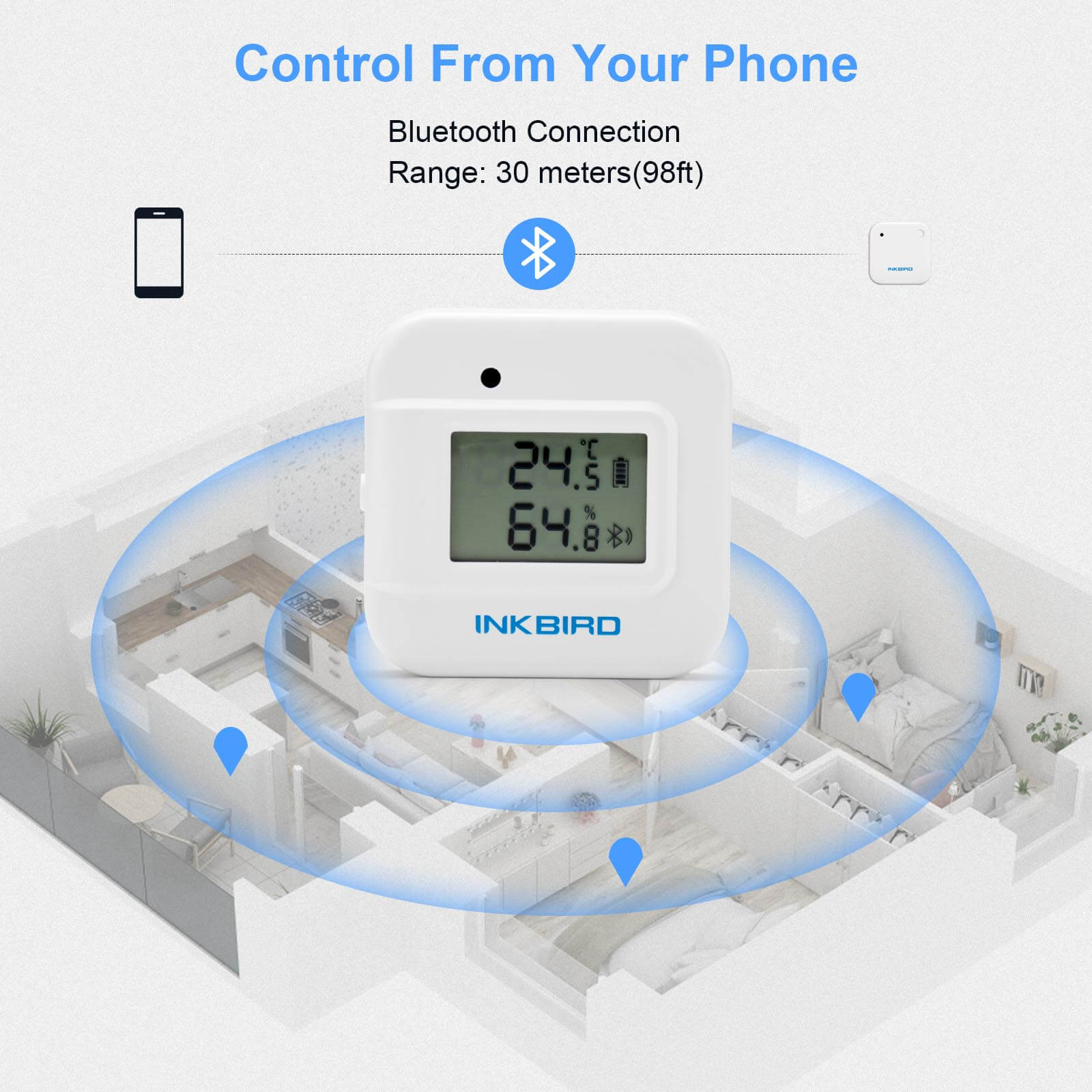 Bluetooth Hygrometer Thermometer IBS - TH2 Plus - INKBIRD