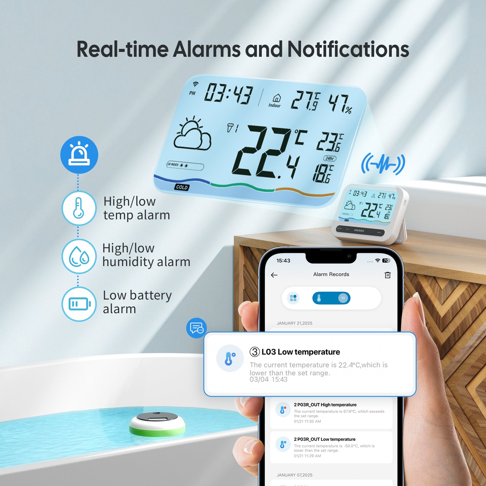 Inkbird IBS-P03R Zonne Wifi Zwembadthermometer met IM-03 Wifi Gateway Inkbird IBS-P03R Zonne Wifi Zwembadthermometer met IM-03 Wifi Gateway