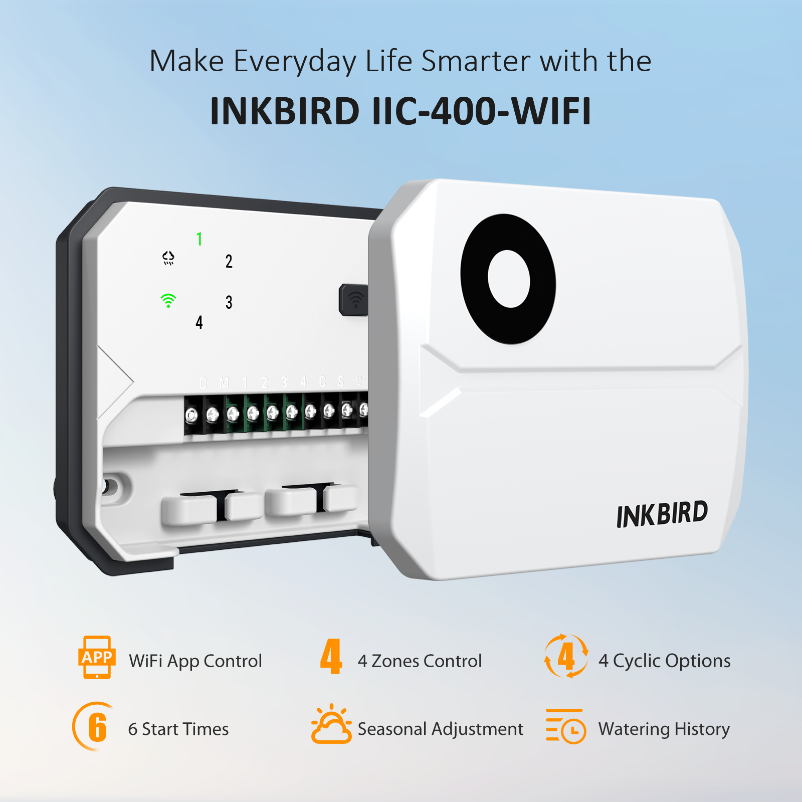 IIC-400-WIFI 4-Zone Irrigation Controller Feature Banner