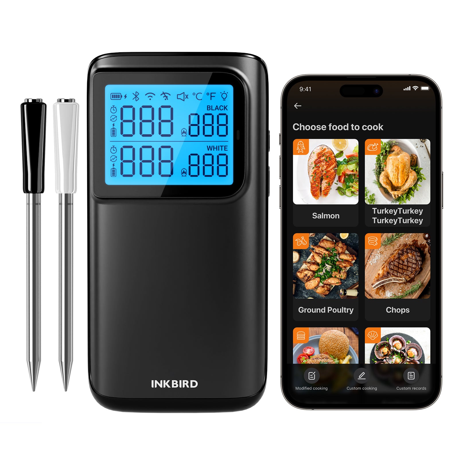 INKBIRD INT-12E-BW Multi-Sensor Wireless Meat Thermometer
