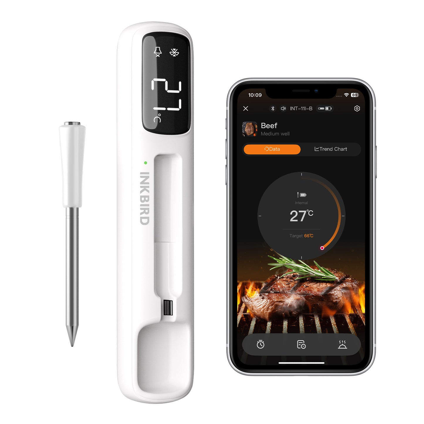 INT-11I-B Mini Bluetooth Meat Thermometer with App