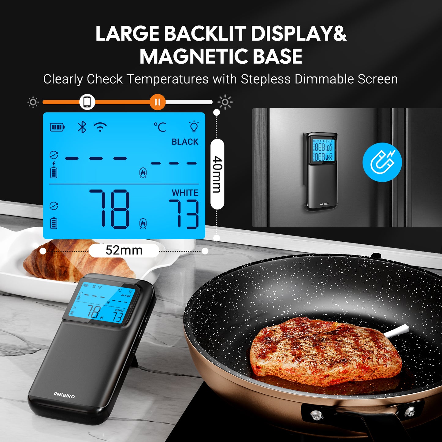 INT-12E-BW Base with Backlit Display and Magnetic Back