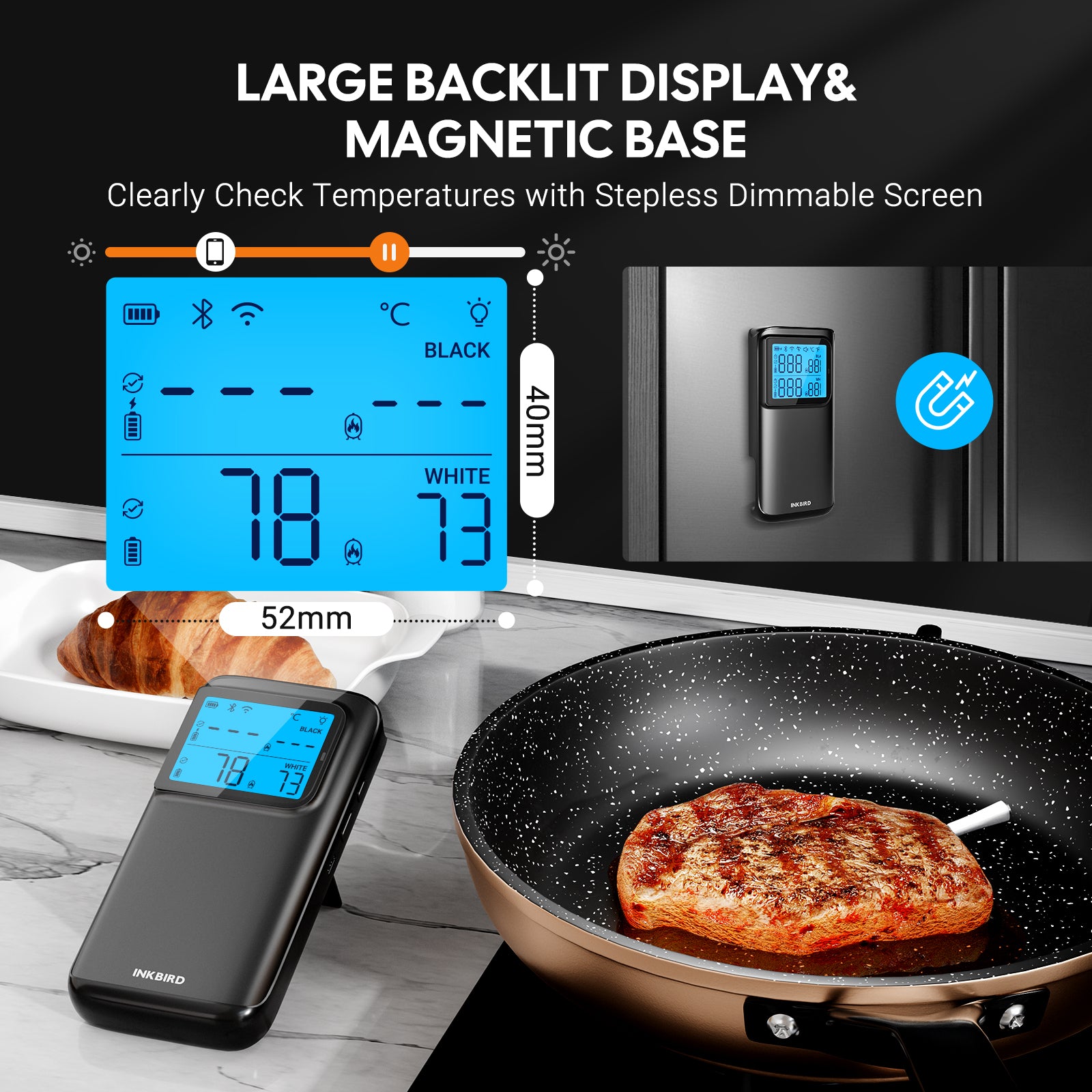 INT-12E-BW Base with Backlit Display and Magnetic Back