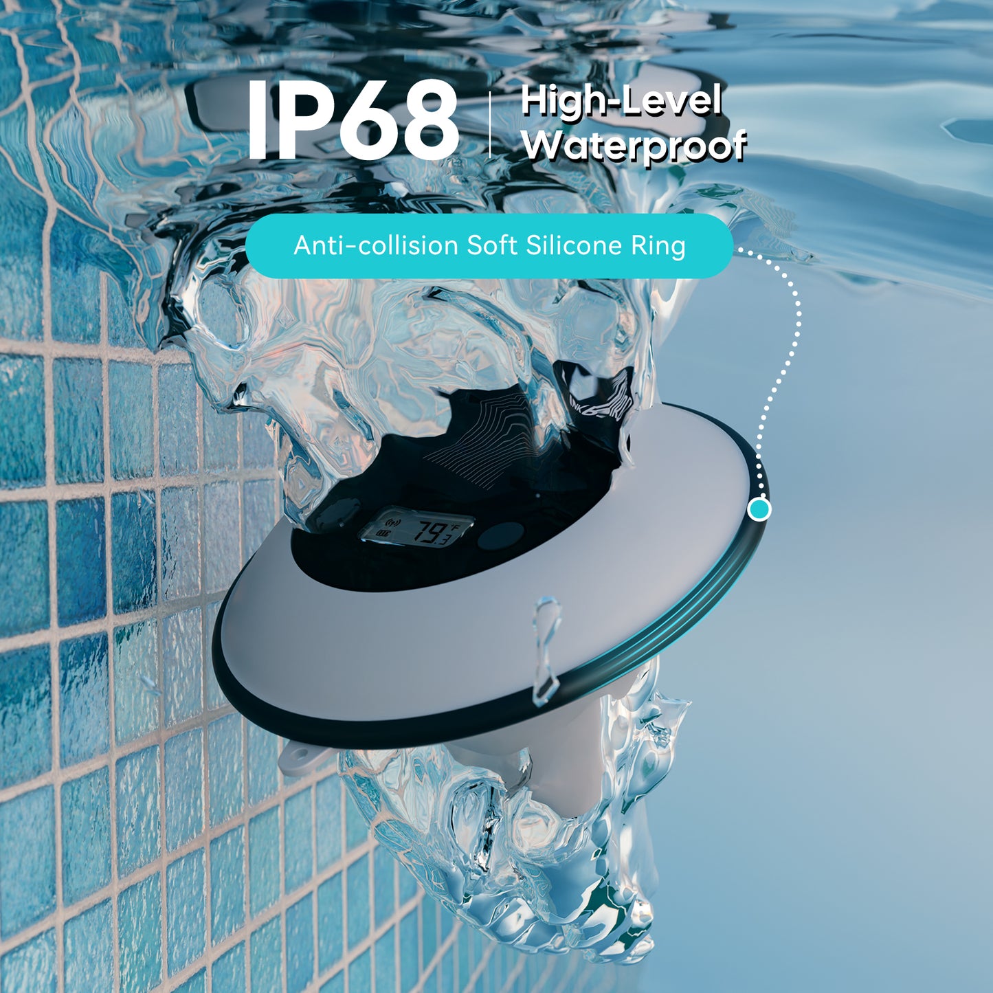 IP68 Waterproofing Pool Thermometer IBS-P05R with Anti-Collision Silicone Ring