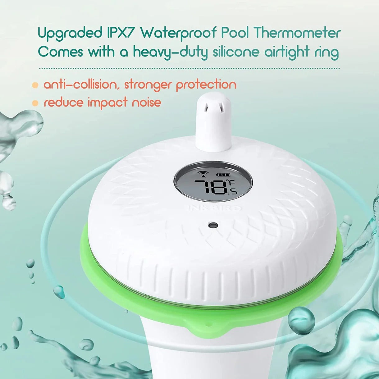 IPX7 Waterproofing Pool Thermometer IBS-P02R with Silicone Airtight Ring