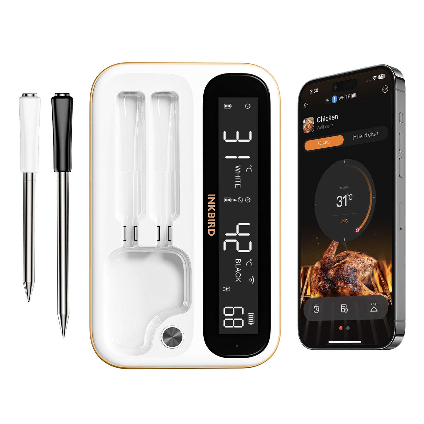 WiFi & Bluetooth Meat Thermometer INT-12-BW