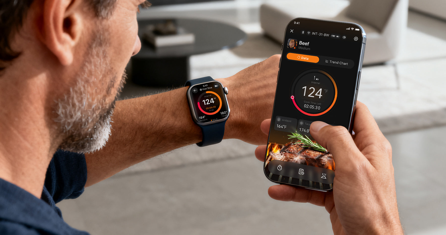 Remote Monitoring Smart Thermometer on Phone and Apple Watch