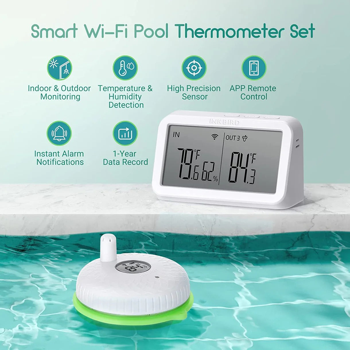 Smart WiFi Pool Thermometer Set IBS-P02R + IBS-M2