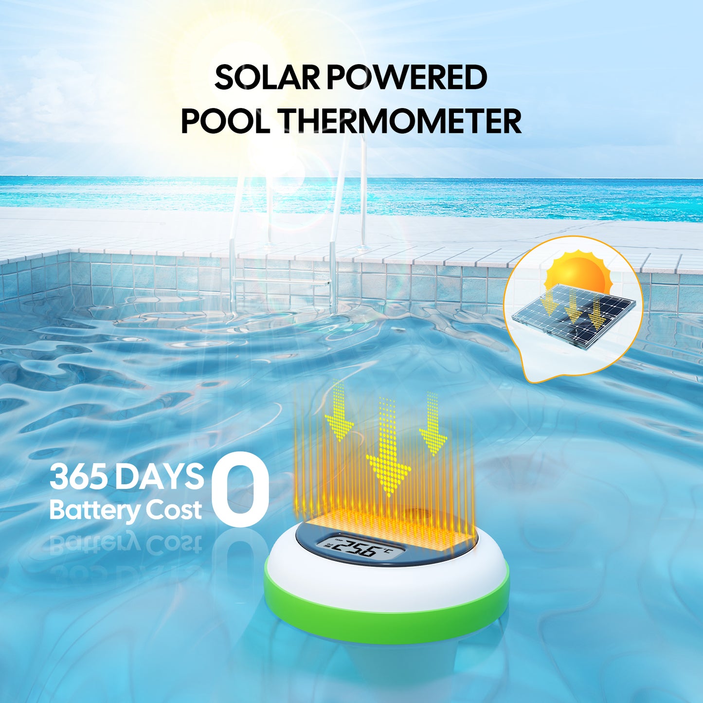 Solar-Powered Pool Thermometer IBS-P04R Without Battery Cost