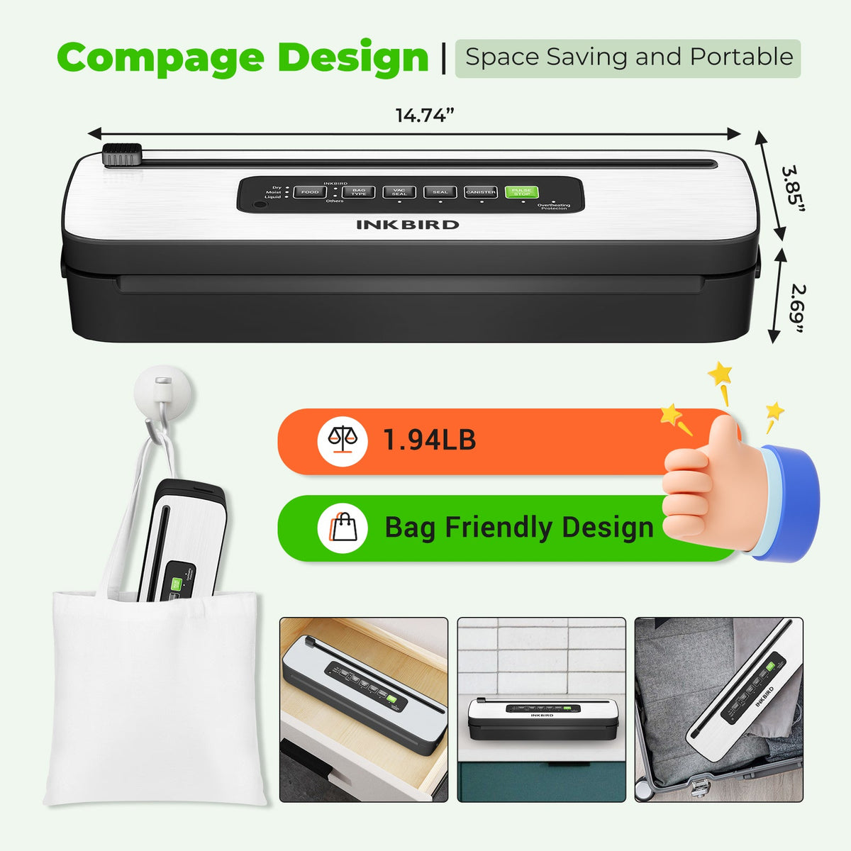 INKBIRD Multi-Function Compact Household Vacuum Sealer INK-VS05 ...