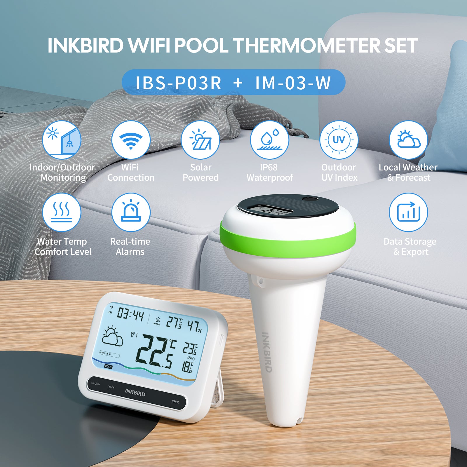 WiFi Pool Thermometer Set IBS-P03R + IM-03W Feature Banner