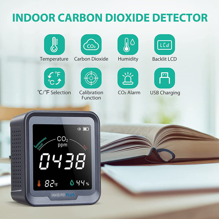 INKBIRDPLUS 3-in-1 PTH-9C Indoor CO2 Detector