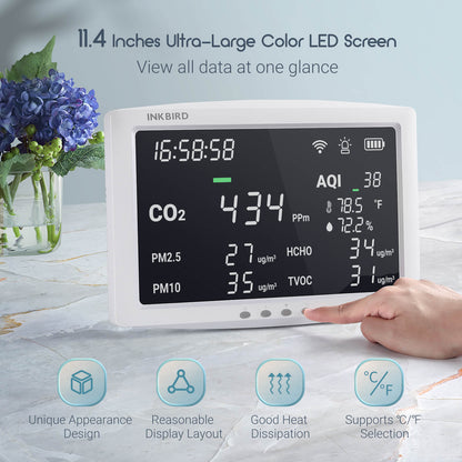 Wi-Fi 8-in-1 Air Quality Monitor IAQM-128W