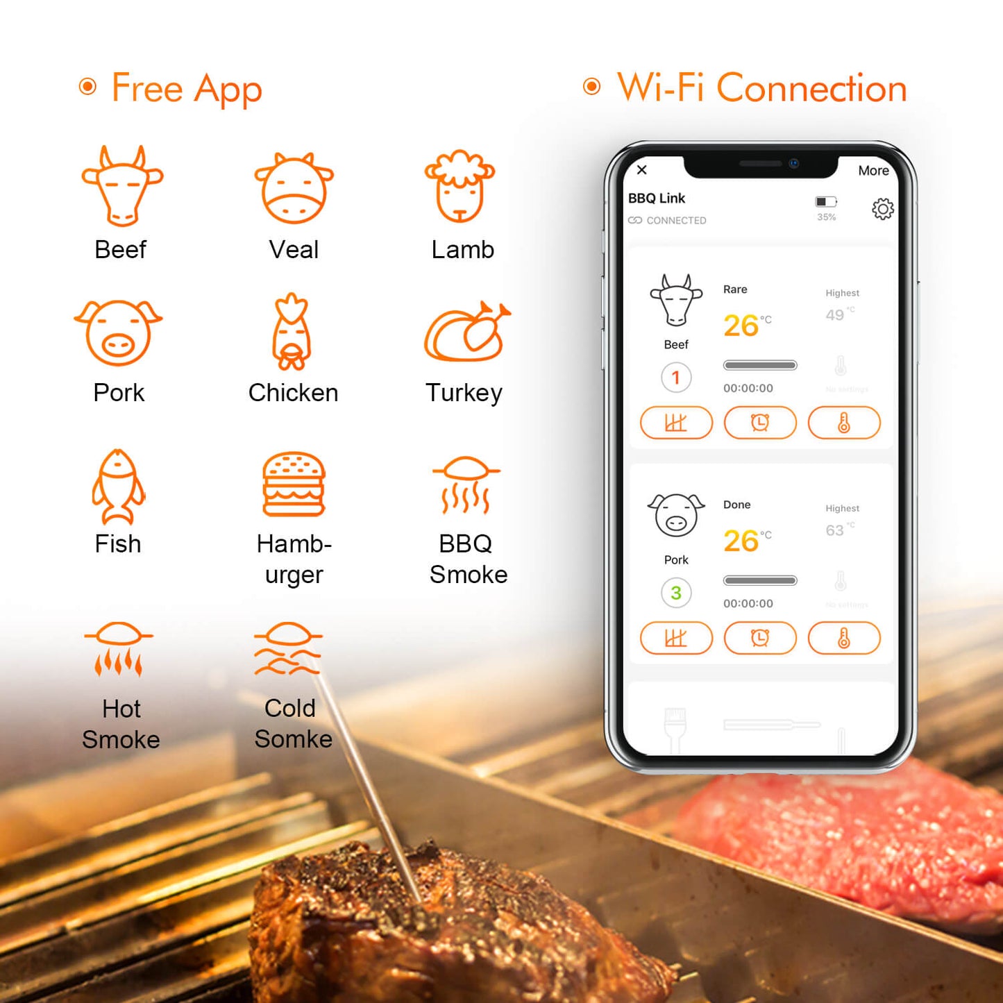 WiFi Grill Thermometer IBBQ-4T