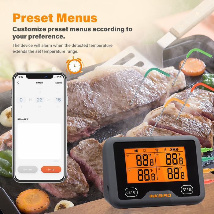 INKBIRD IBBQ-4T Wi-Fi Meat Digital Thermometer Rainproof Magnetic