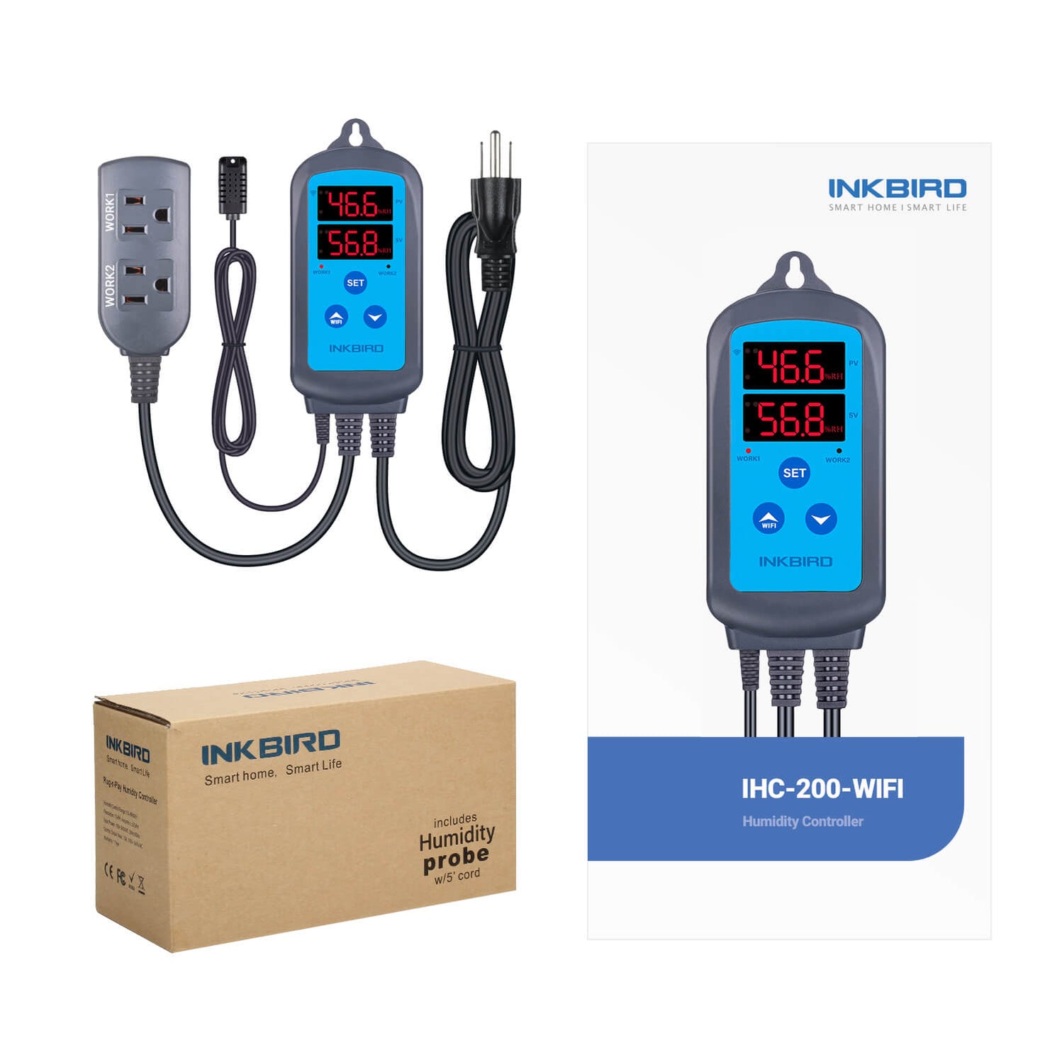 INKBIRD Dual Outlet PreWired Humidistat Humidity Controller IHC200