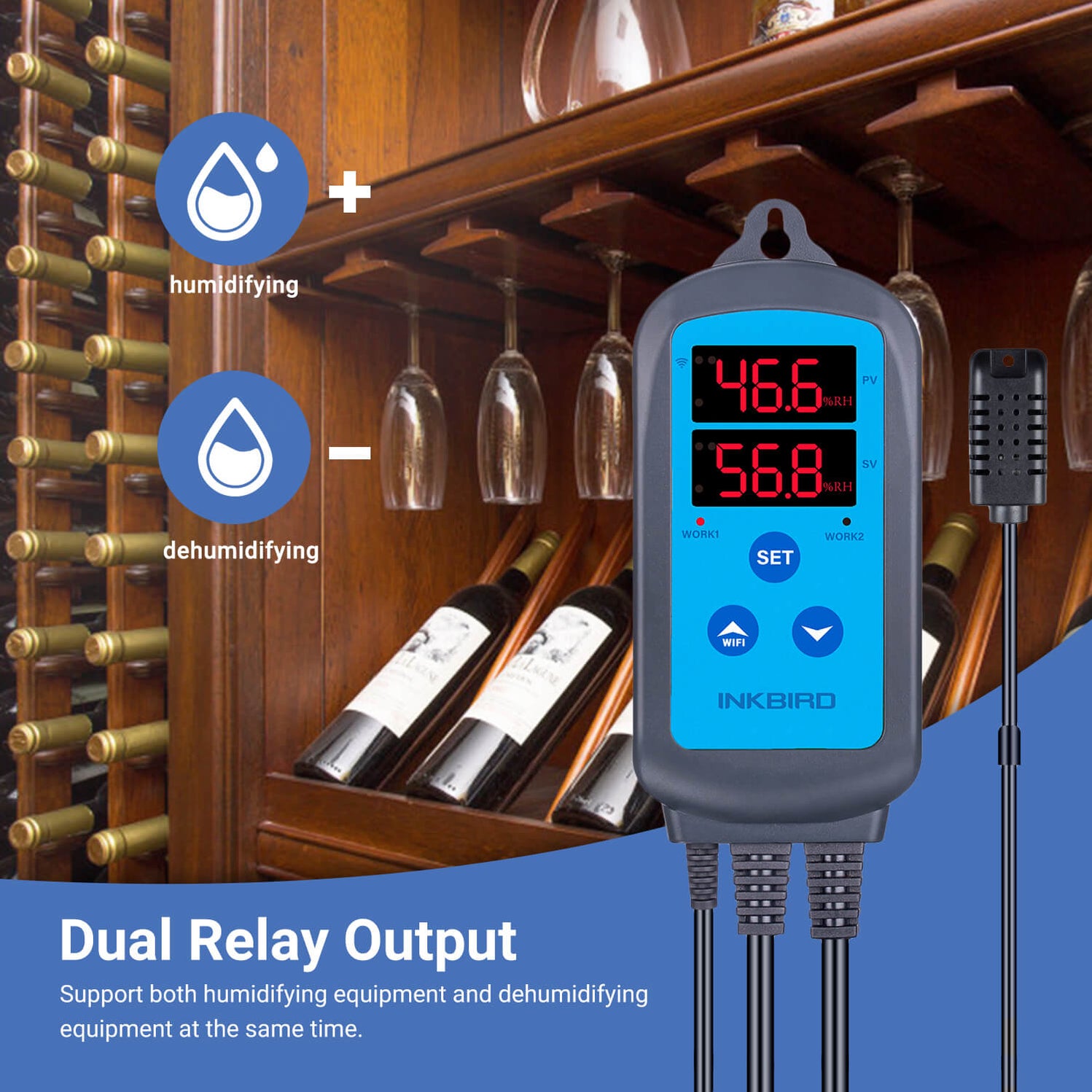 INKBIRD Dual Outlet Pre-Wired Humidistat Humidity Controller IHC-200 ...