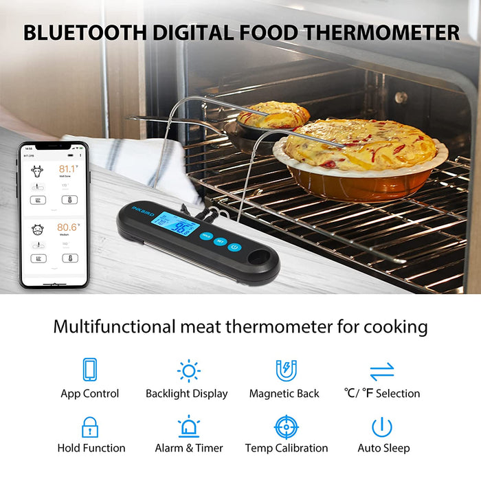 Inkbird Wi-Fi/Bluetooth Meat Thermometer IBBQ-4BW & Instant Read  Thermometer IHT-1P, Digital Wireless WIFI Thermometer for Smoker Oven,  Large LCD