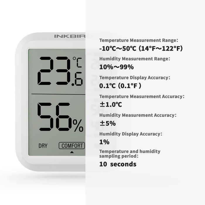 Thermometre Numerique Interieur, Moniteur Temperature Humidite Digital  Hygrometre Cave a Vin, Inkbird ITH-10 Ecran LCD pour Frigo