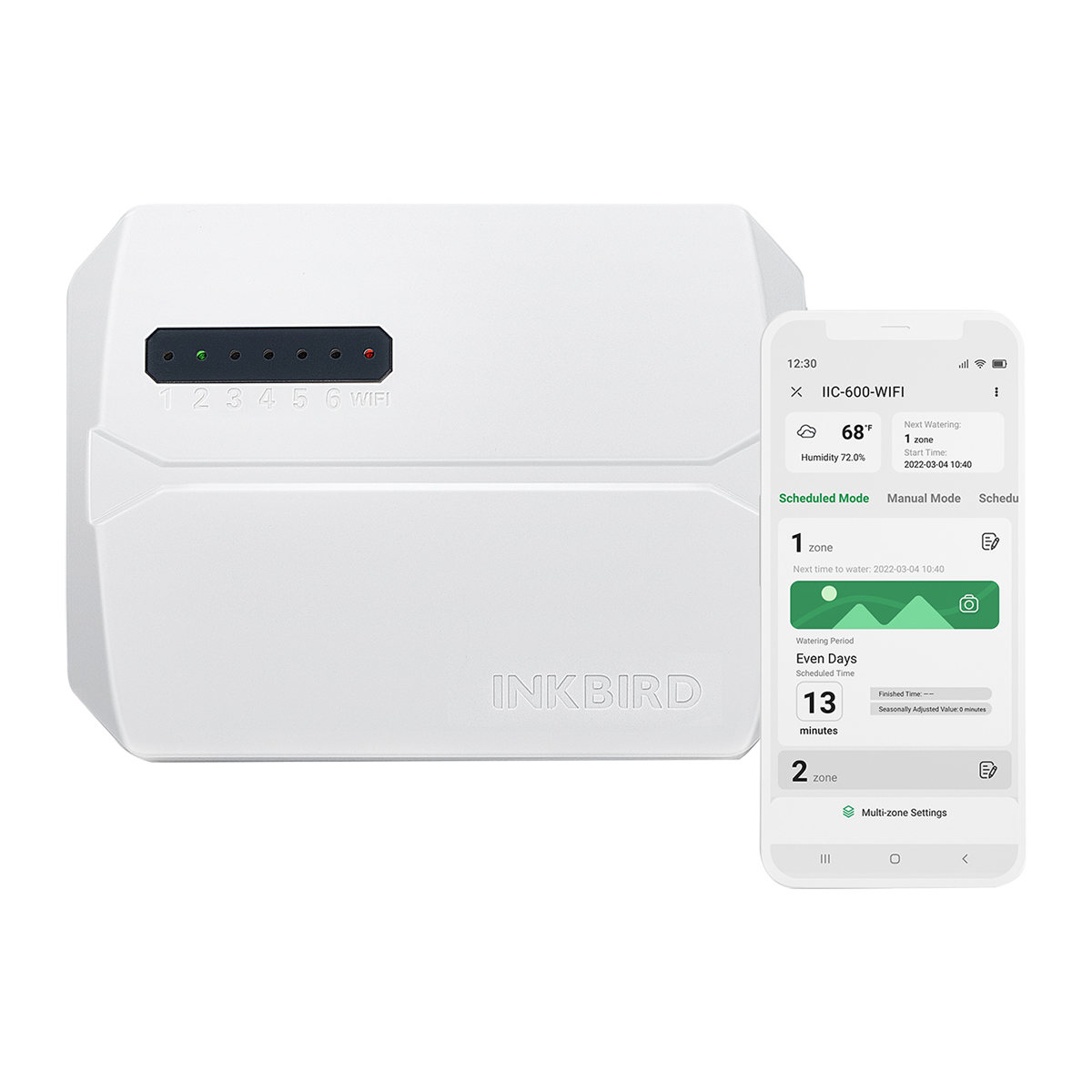 IIC-600-WIFI 6-Zone Sprinkler Controller Transparent Background