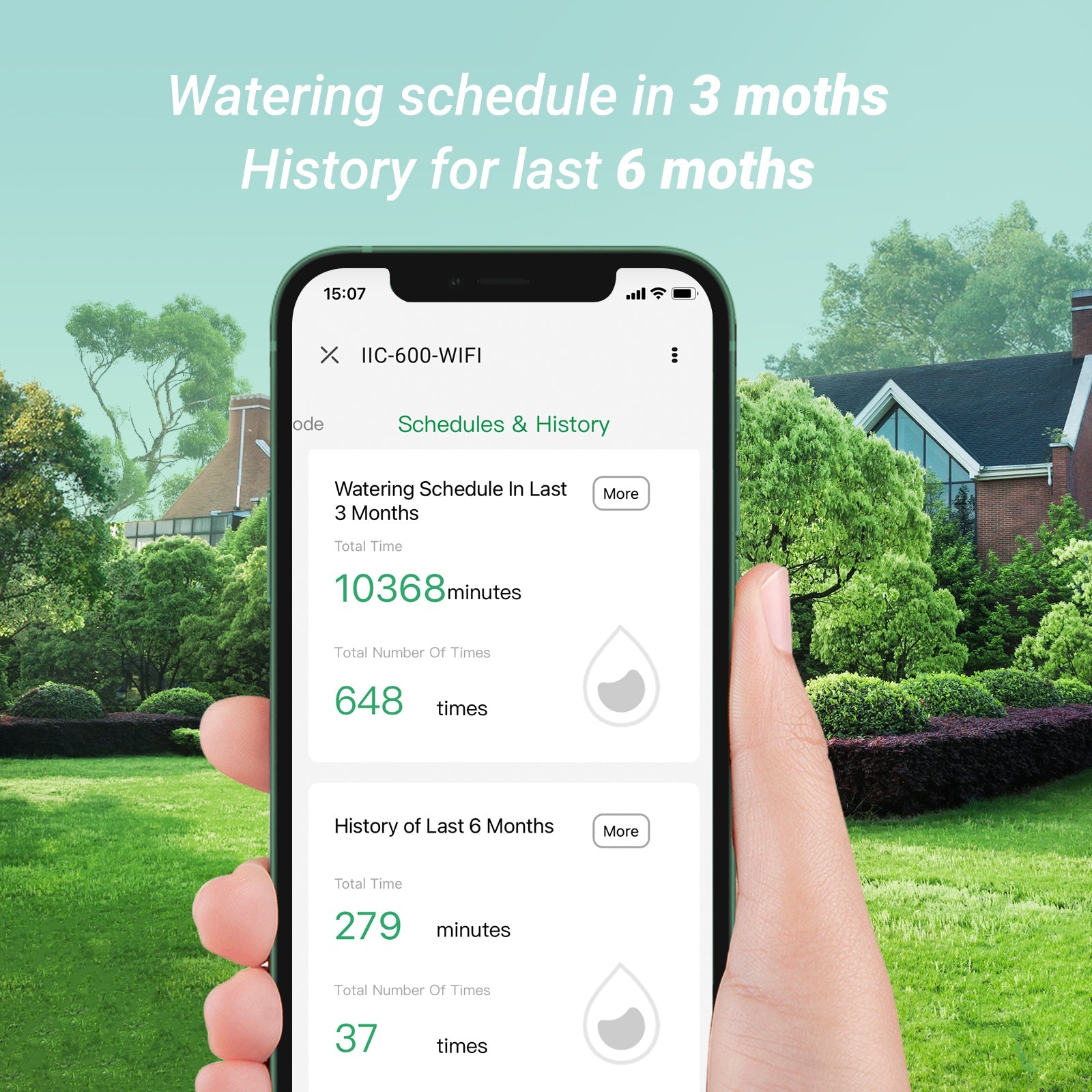 IIC-600-WIFI Watering Schedule and History